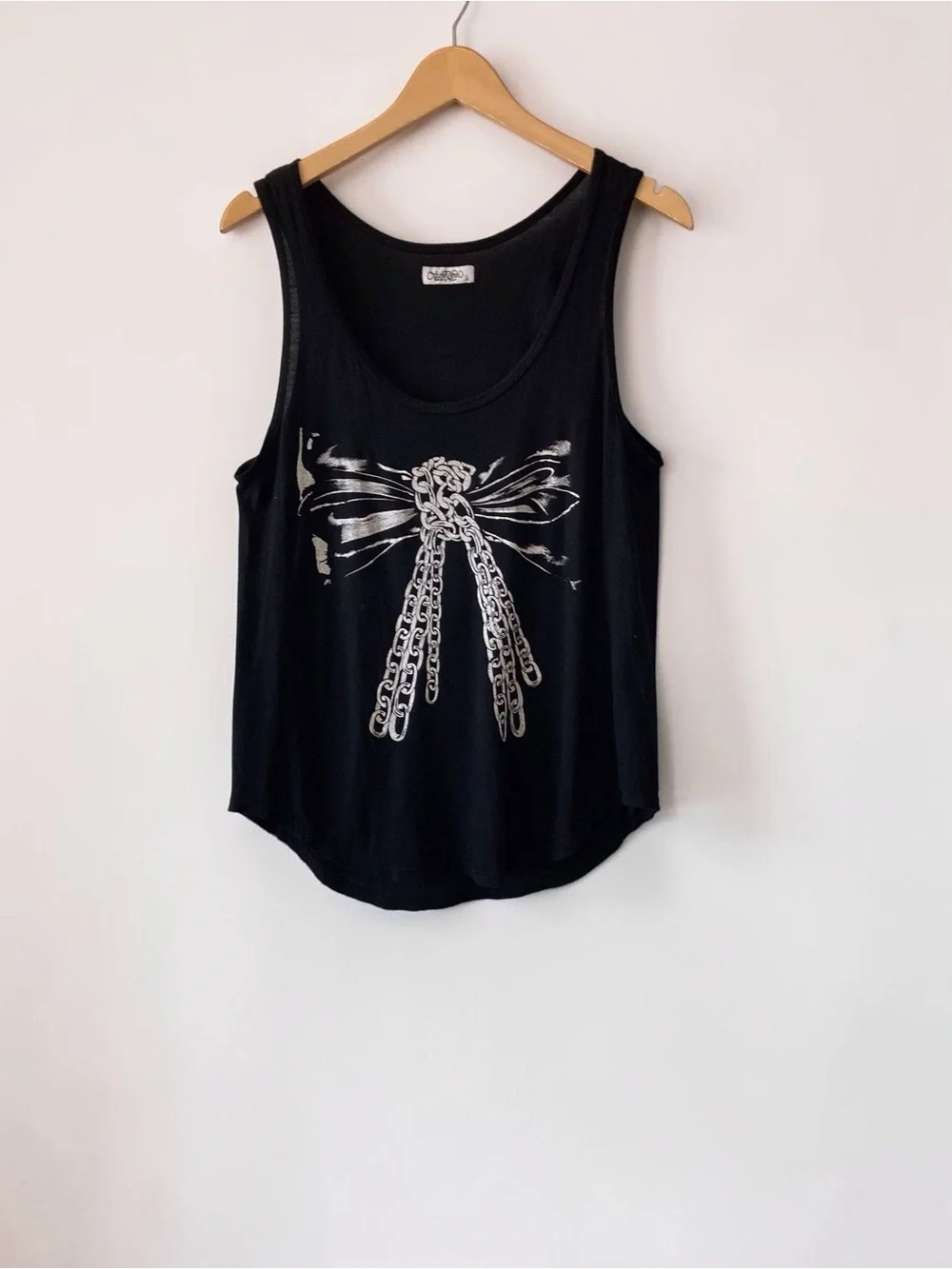 Lauren Moshi White Chain-Link Bow Graphic Tank Top L - Picture 9 of 11